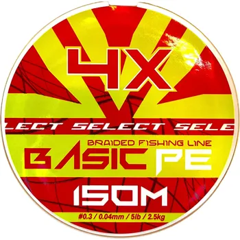 Select šňůra Basic PE 4X Light Green 0.04 - 0.26mm 150m Průměr-Nosnost: 0.20mm - 12.7kg