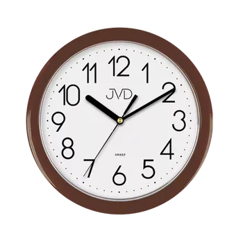 Hodiny Hnědé plastové nástěnné netikající tiché hodiny JVD sweep HP612.16