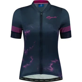 Dámský luxusní cyklodres Rogelli MARBLE s krátkým rukávem, modro-růžový M