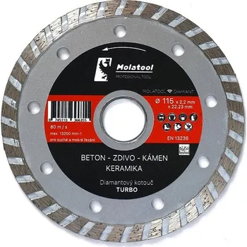 Brusný kotouč Diamantový řezný kotouč Molatool 115 × 2,2 × 22,2 mm Turbo Profi