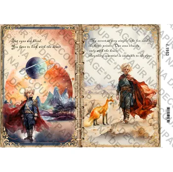 Umělecký papír Rýžový a soft papír na decoupage - Malý Princ - KB01953 Materiál: Soft, Rozměr: A4