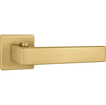 Dveřní kování TI - SQUARE - HR 4275Q 7S s uzamykáním 46 - 53 mm, bez spodní rozety, klika/klika s uzamykáním pravá OLM - Zlatá matná (208)