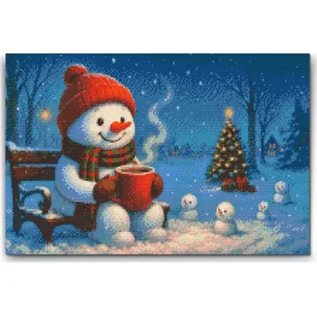 Diamantové malování Diamantové malování - Sněhulák na lavičce Velikost: 40x60cm, Rámování: Pouze srolované plátno, Diamanty: Čtvercové