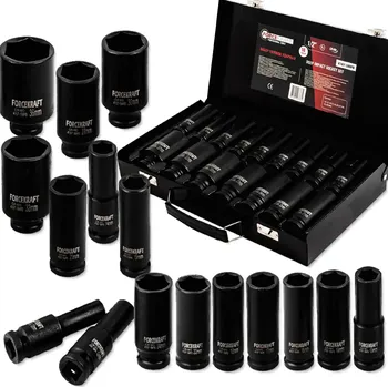 Klíč FORCEKRAFT Sada prodloužených rázových hlavic 1/2" 16 ks 10–36 mm