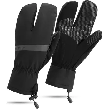 Nepromokavé tříprsté zimní rukavice Rogelli NOVA LOBSTER pro cyklisty, černé 3XL