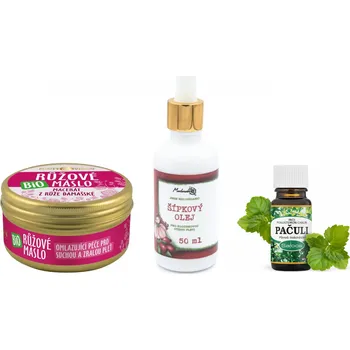 Kosmetická sada BIO Sada pro zralou pleť – šípkový olej, růžové máslo a esenciální olej pačuli