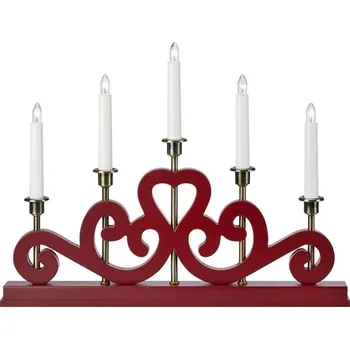 Lampička Markslöjd 706211 - Vánoční svícen ENEBY 5xE10/3W/230V červená/mosaz