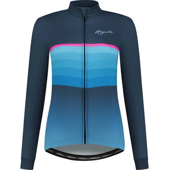 Hřejivější dámský cyklodres Rogelli IMPRESS II s dlouhým rukávem, modro-růžový XL