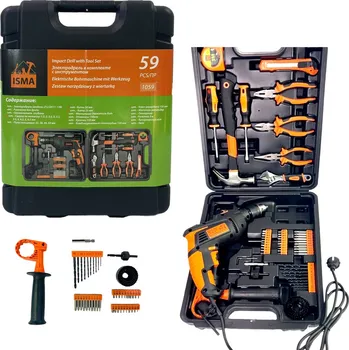Sada nářadí ISMA Sada nářadí 59 dílů s vrtačkou a sadou bitů v kufříku
