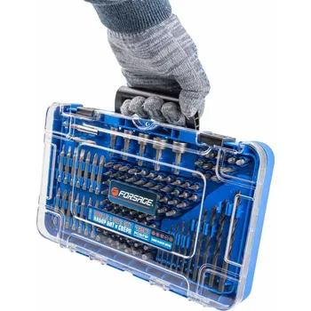 Sada nářadí Forsage Sada bitů, vrtáků a nástavců do kovu a dřeva z odolné Cr‑V oceli