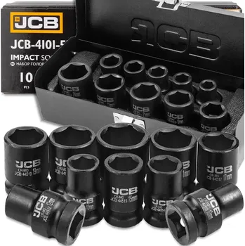 Gola sada JCB sada rázových hlavic 1/2" Cr-Mo, 6hranné, 10 dílů, 10–24 mm