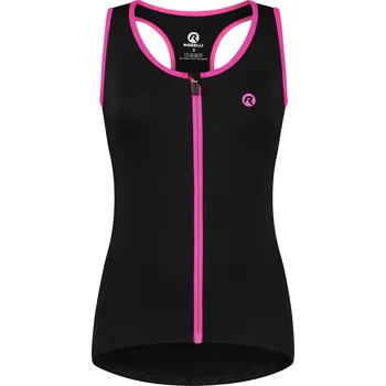 Dámský cyklistický dres Rogelli ABBEY bez rukávů, černo-růžový L