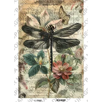 Umělecký papír Rýžový a soft papír na decoupage - Vintage příroda - KB01944 Materiál: Soft, Rozměr: A4