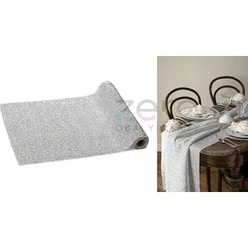 ubrus Běhoun dekorativní 36 x 300 cm - stříbrná metalická