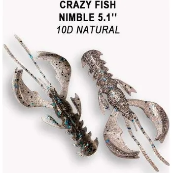 Umělá nástraha Gumová nástraha Crazy Fish Nimble 10cm 10D Natural (5ks)
