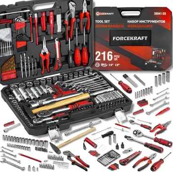 Sada nářadí FORCEKRAFT Velká sada klíčů a nářadí, 216 ks, s kufříkem na nářadí