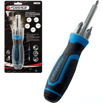 Šroubovák Forsage Univerzální šroubovák 5 v 1 s magnetem a podsvícením