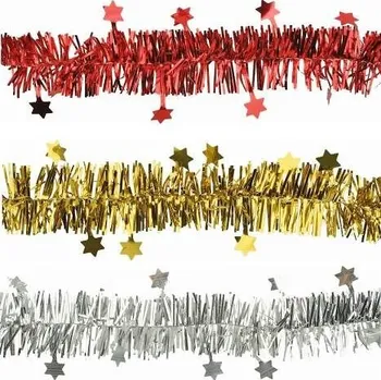 Vánoční dekorace Řetěz 270 cm s hvězdičkami červený