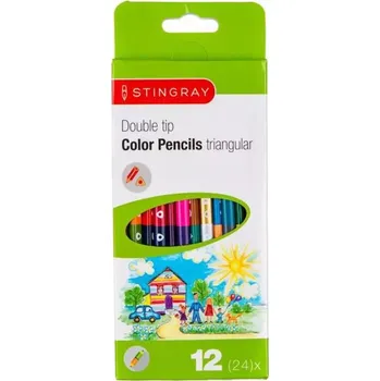 Pastelka STINGRAY Trojhranné oboustranné pastelky 12 ks, 24 barev