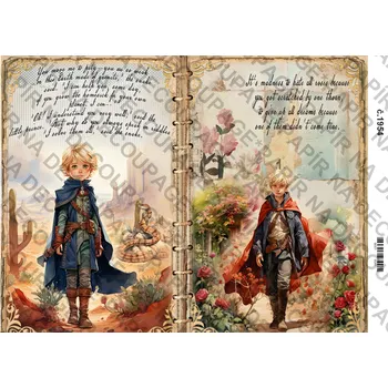 Umělecký papír Rýžový a soft papír na decoupage - Malý Princ - KB01954 Materiál: Soft, Rozměr: A4