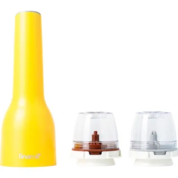 Kuchyňský mlýnek FinaMill – matný žlutý dobíjecí mlýnek se dvěma zásobníky