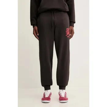 Bavlněné tepláky HUGO Doverlopan_RB pánské, hnědá barva, s potiskem, 50549309 89X, vel. L