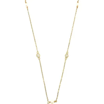 Náhrdelník Zlatý náhrdelník s perlami a zirkony Au 585/1000 hmotnost 1,47g