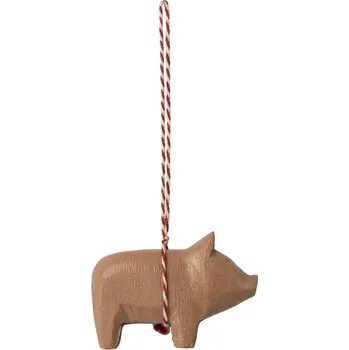 Vánoční dekorace Maileg Vánoční dřevěná ozdoba prasátko Old Rose