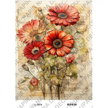 Umělecký papír Rýžový a soft papír na decoupage - Kytice - KB01974 Materiál: Soft, Rozměr: A4