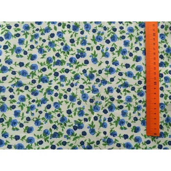 HERA 120 (R065-3 Květy modré, drobný tisk)-150cm / METRÁŽ NA MÍRU