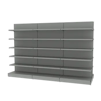 Prodejní regál Regalydoskladu Oboustranný prodejní regál - V-210 cm L-303 cm (modul základní) - šedý