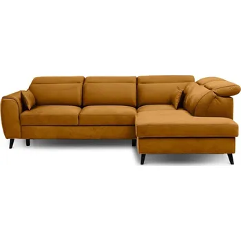 Pohovka Žlutá sametová rozkládací/s úložným prostorem rohová pohovka (pravý roh/do L) Noble – ELTAP ID_1819162