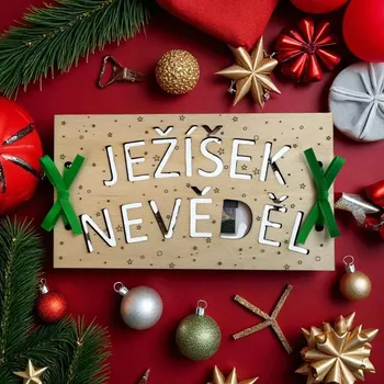 Obálka WT-darky Dřevěná vánoční obálka na peníze s hvězdičkami – „JEŽÍŠEK NEVĚDĚL“ 180x100 mm 1 ks Vánoční