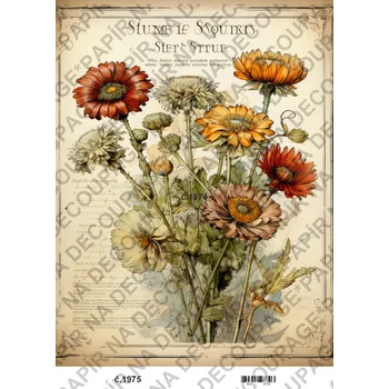 Umělecký papír Rýžový a soft papír na decoupage - Kytice - KB01975 Materiál: Soft, Rozměr: A4