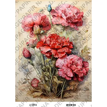 Umělecký papír Rýžový a soft papír na decoupage - Kytice - KB01972 Materiál: Soft, Rozměr: A4