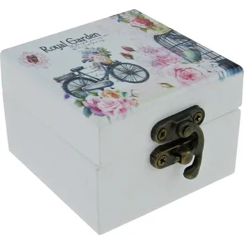 Šperkovnice Šperkovnice dřevěná malá "Royal Garden" 6,5 x 6,5 x 5 cm (Malá dřevěná šperkovnice)