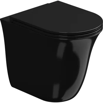Klozet WC mísa stojící Flut, rimless, keramická, černá lesklá, FLWC01002FI