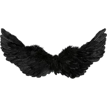Karnevalová maska Černá andělská peří křídla 60 x 35 cm s elastickými popruhy cosplay párty svatba narozeniny Halloween Vánoce dekorace kostým doplněk
