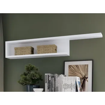 police Nástěnná police s přihrádkou Lyon 140 cm, bílá/bílá lesk