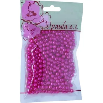 Dětské navlékací korálky Korálky plast., Amarantové, perleť, 6mm/bal.