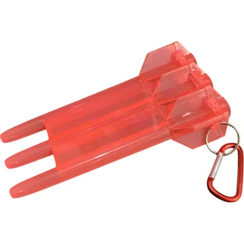 Karnevalová maska Průhledná plastová krabička na šipky 17x8,5 cm odolné pouzdro s klíčenkou pro měkké hroty a šípy do 7 mm přenosné příslušenství na šipky červená