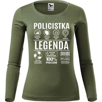 Dámské oblečení DOBRÝ TRIKO Dámské bavlněné triko Policistka legenda Velikost: L, Barva: Khaki