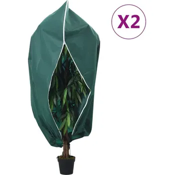 Geotextilie vidaXL Ochranné návleky na rostliny na zip 2 ks 70 g/m² 1 x 1,55 m [364876] Barva: Zelená