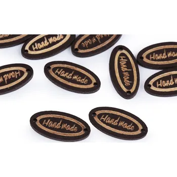Dřevěná cedulka / ozdoba Hand made 13x27 mm, barva 4 hnědá