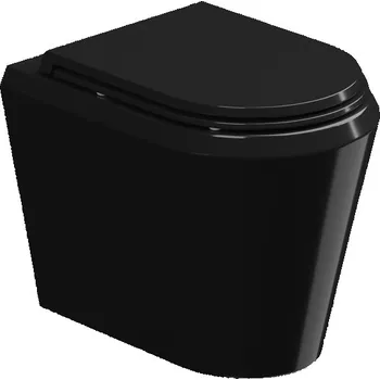 Klozet WC mísa stojící Cruise, rimless, keramická, černá lesklá, CRWC01002FI