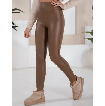 Dámské oblečení Hnědé koženkové voskované legíny JEWELS UY1703 Velikost: 2XL