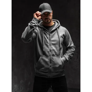 Pánská mikina Antracitová pánská mikina na zip s kapucí Bolf 2008A1 - M