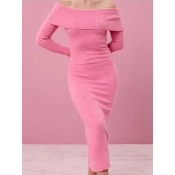 Oblečení a móda Sinsay - Šaty se zdobeným výstřihem - růžová - 243FJ-38M - 243FJ-38M-XL