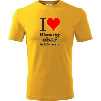 Chlapecké tričko Žluté dětské tričko I love Německý ohař krátkosrstý - dárek pro malého pejskaře / pejskařku - barva žlutá - velikost 4roky