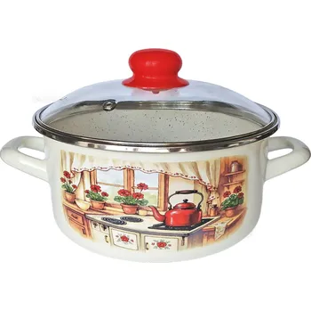 Hrnec PROHOME - Rendlík smalt se skleněnou poklicí 22cm, 3,5L Rustika